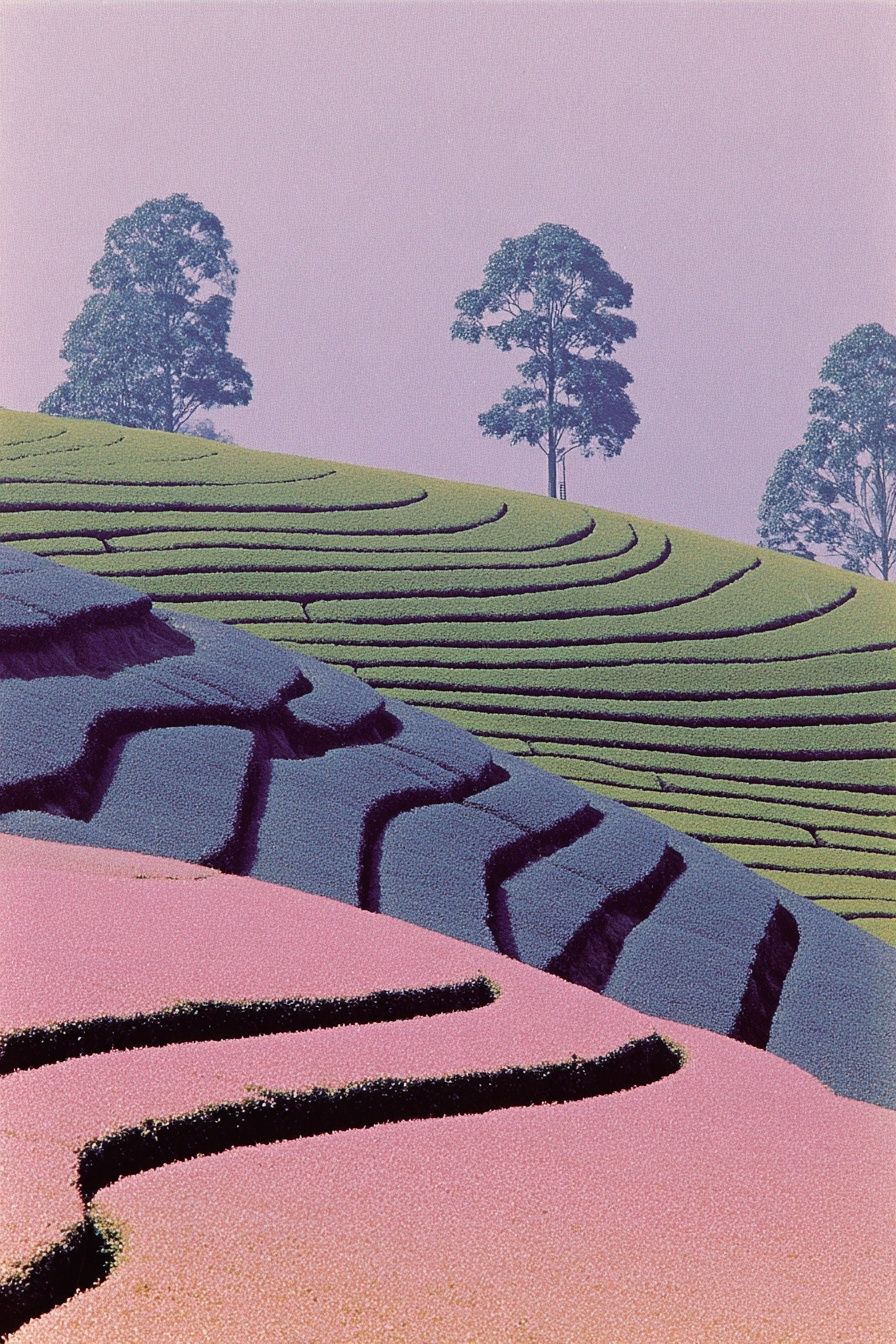 Pastel Terraced Hills Poster. poster — nature art