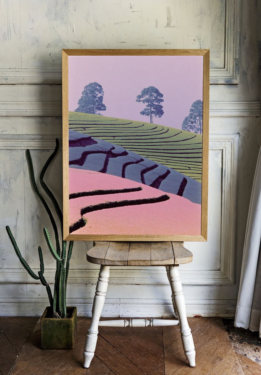 Pastel Terraced Hills Poster. room preview