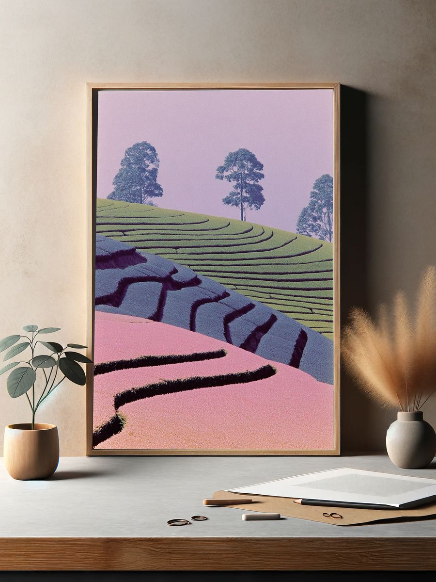 Pastel Terraced Hills Poster. — room view 2