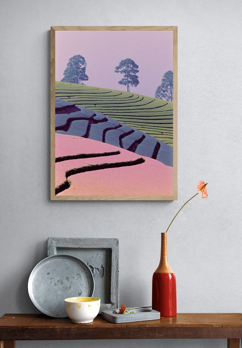 Pastel Terraced Hills Poster. — room view 3