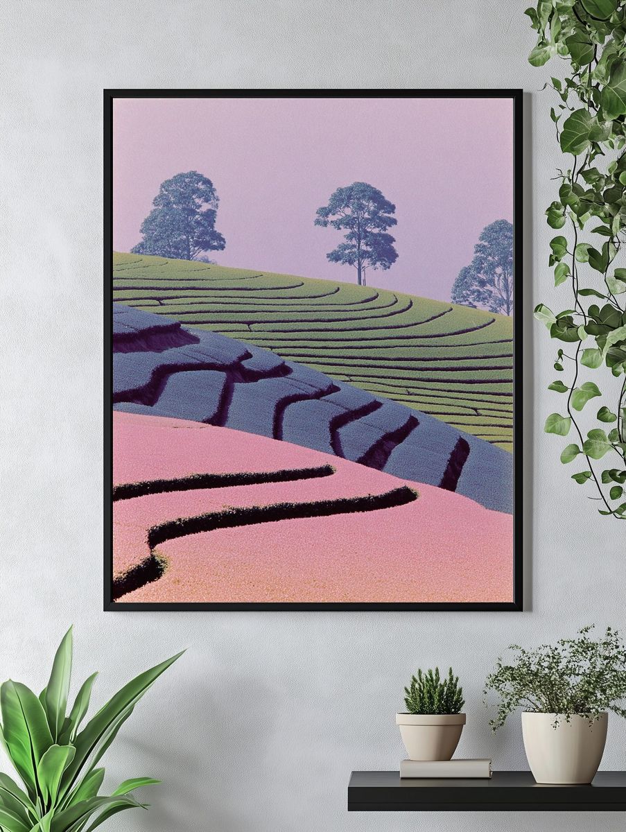Pastel Terraced Hills Poster. — room view 4