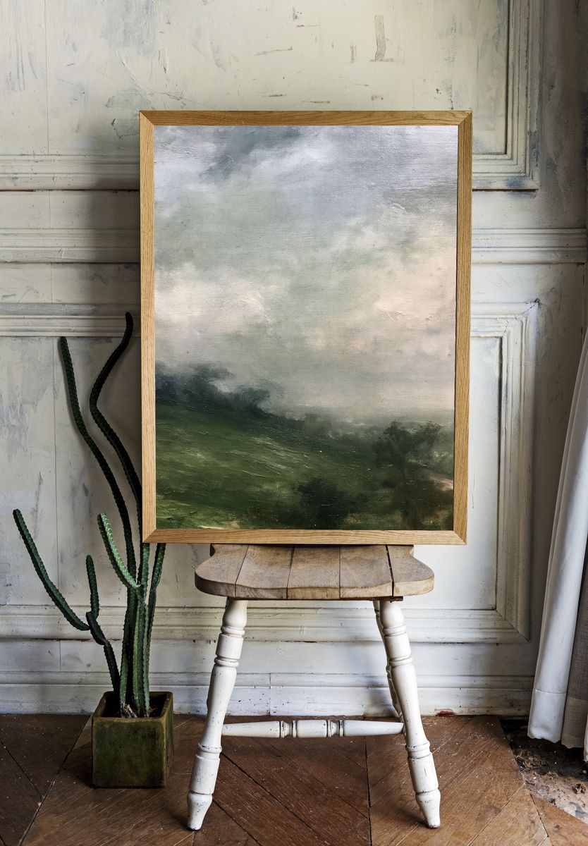 Misty Hills Landscape Poster. room preview