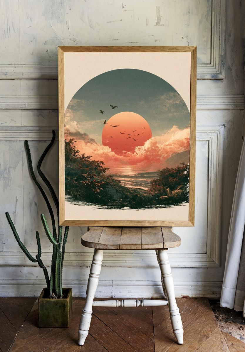 Tropical Sunset Horizon Print. — room view 1