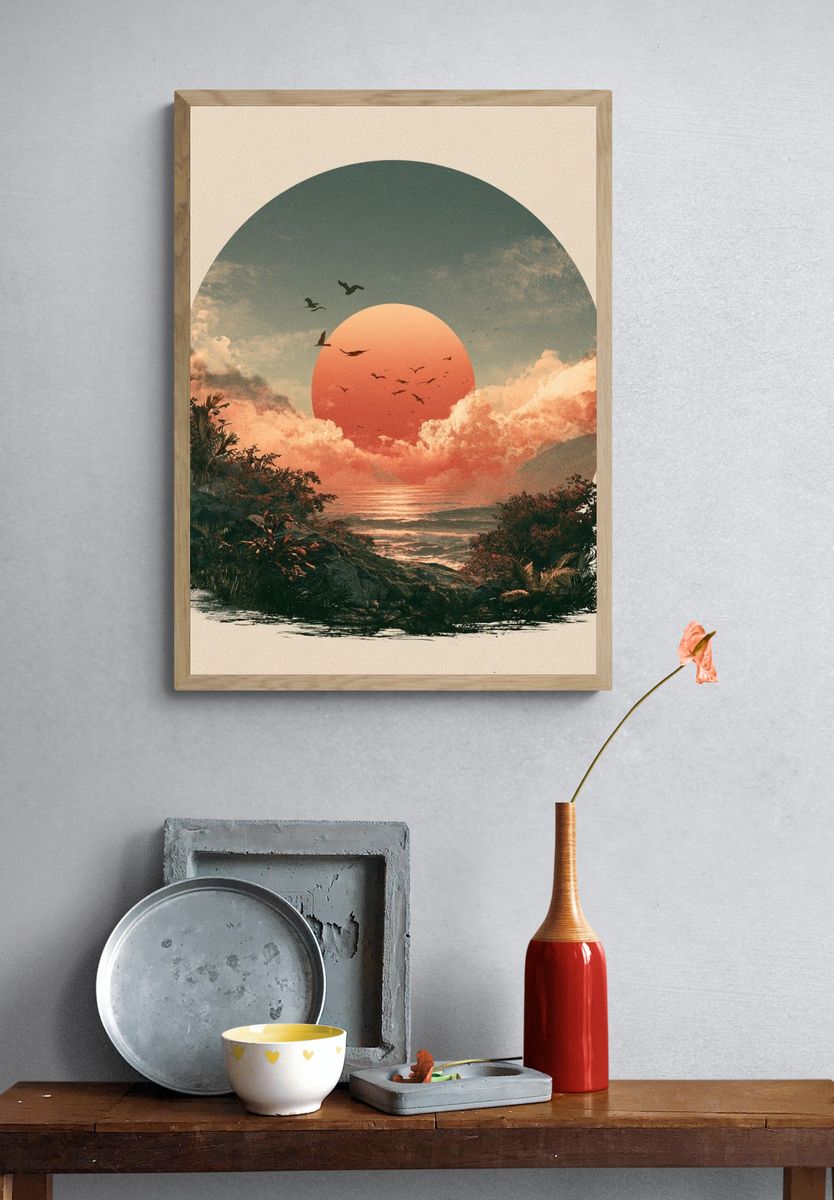 Tropical Sunset Horizon Print. — room view 3