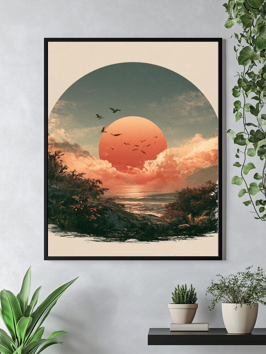Tropical Sunset Horizon Print. — room view 4