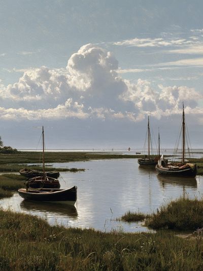 Harbor Boats at Low Tide Print.