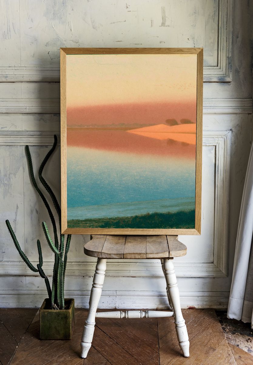Pastel Coastal Dunes Landscape Print. — room view 1