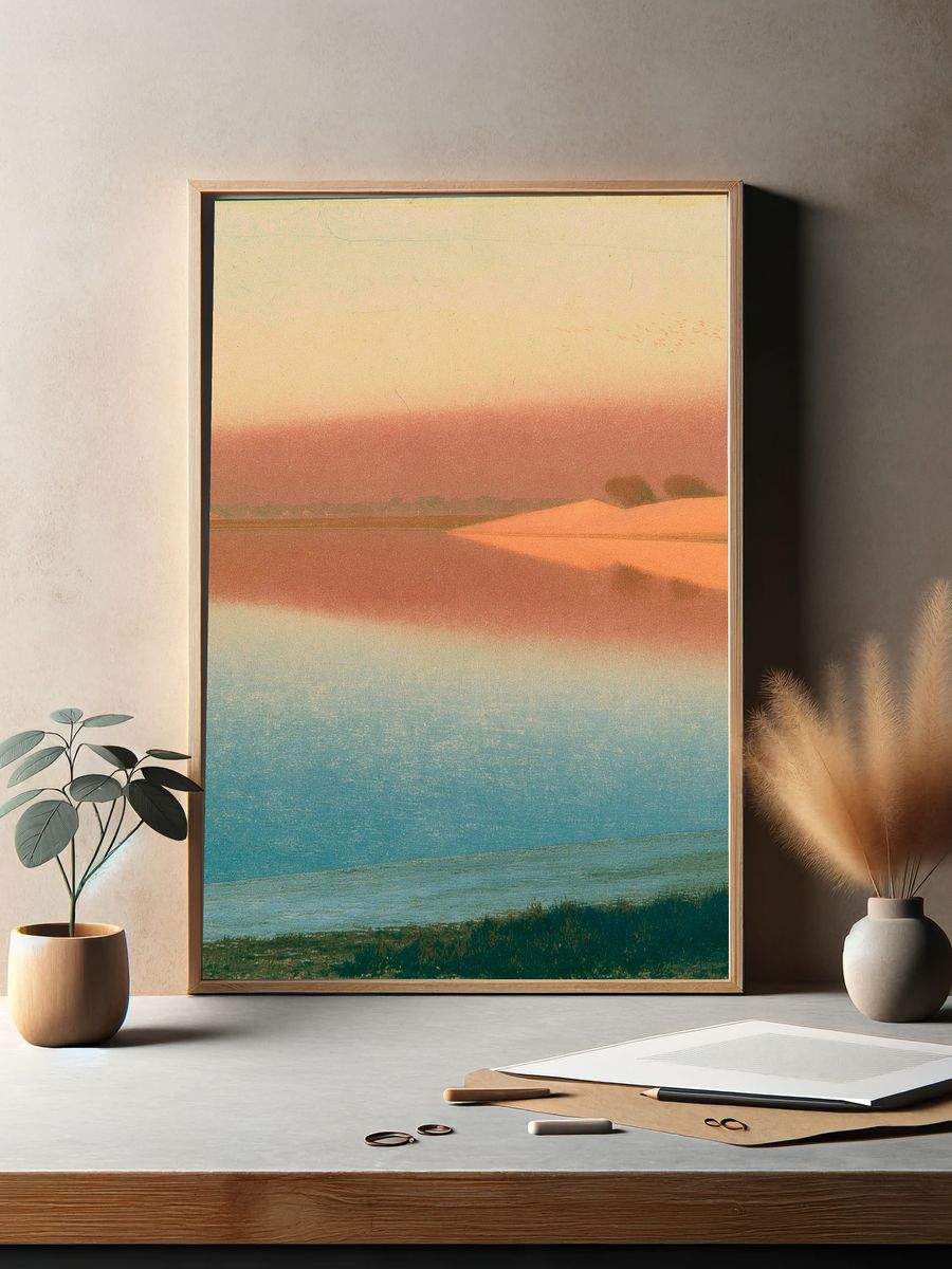 Pastel Coastal Dunes Landscape Print. — room view 2