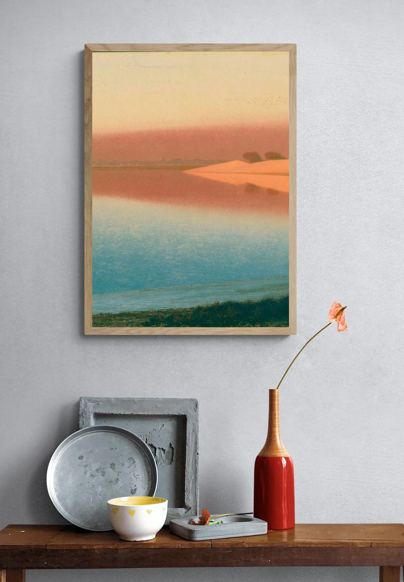 Pastel Coastal Dunes Landscape Print. — room view 3