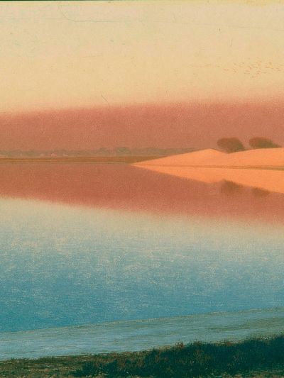 Pastel Coastal Dunes Landscape Print. poster