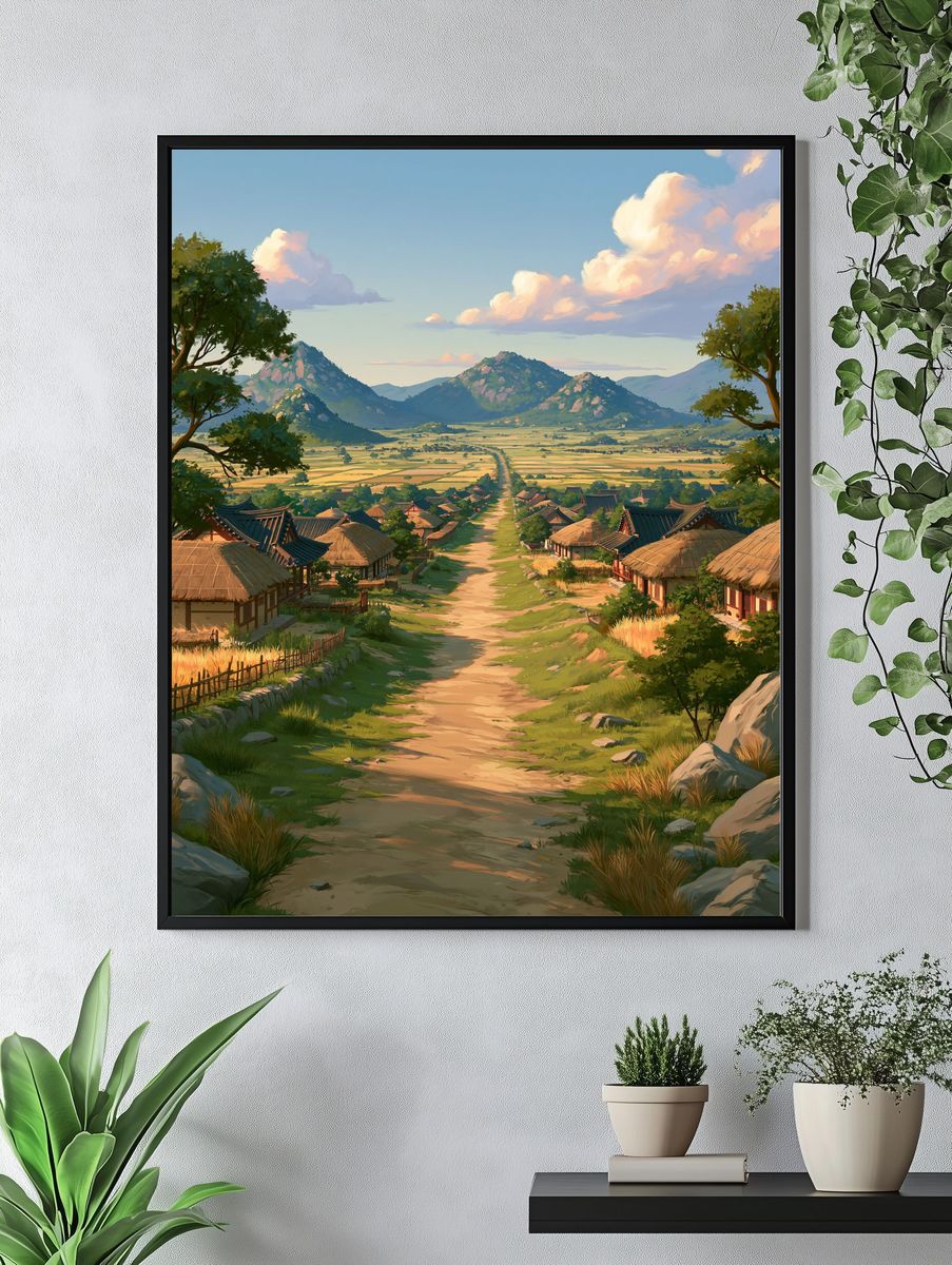 Mountain Village Landscape Print. — room view 4