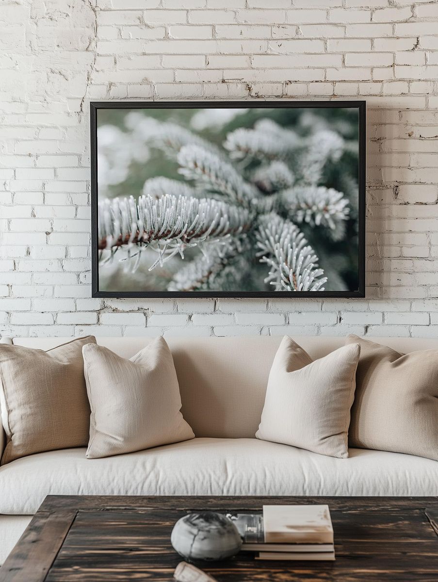 Frosted Pine Needles Nature Print. — room view 1