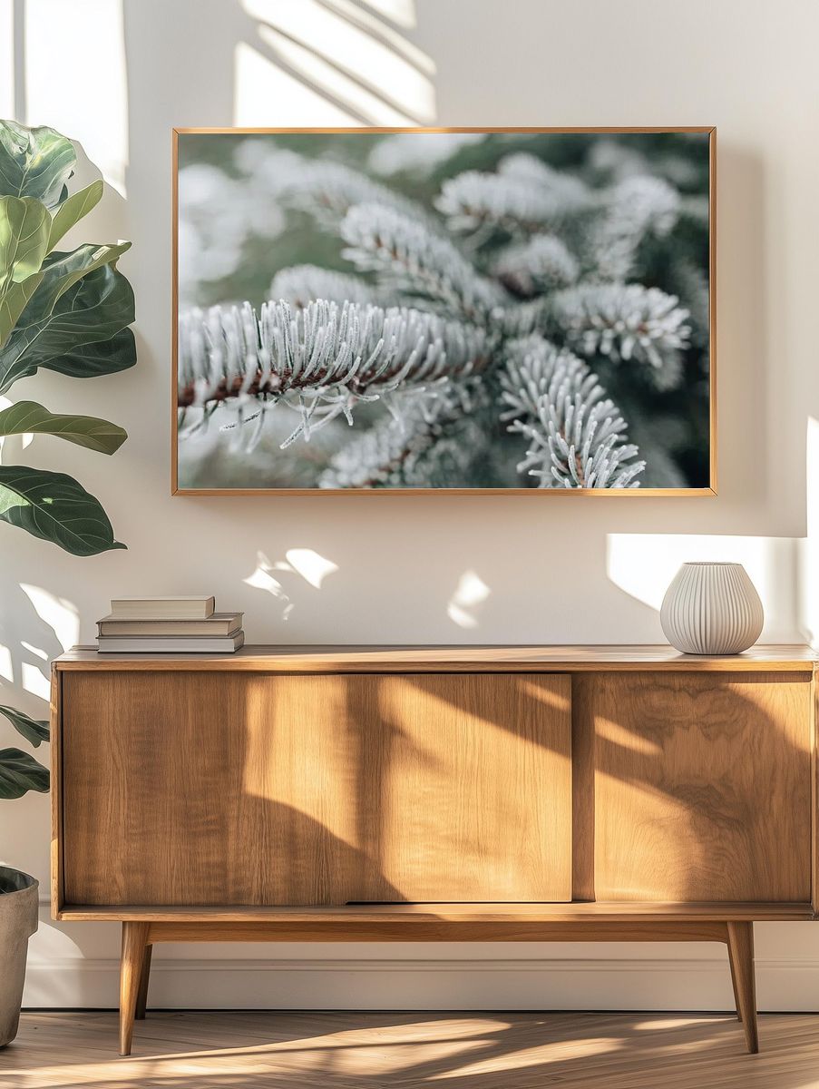 Frosted Pine Needles Nature Print. — room view 3