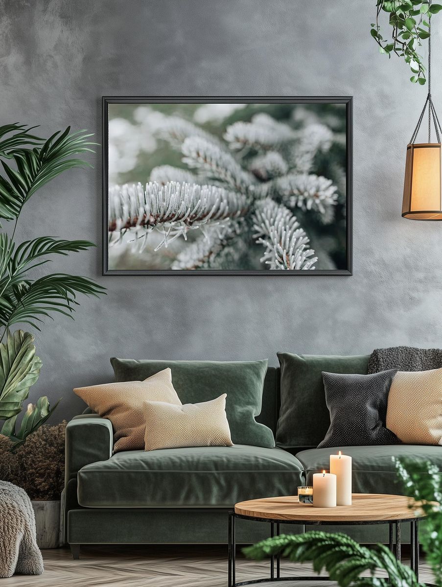 Frosted Pine Needles Nature Print. — room view 4