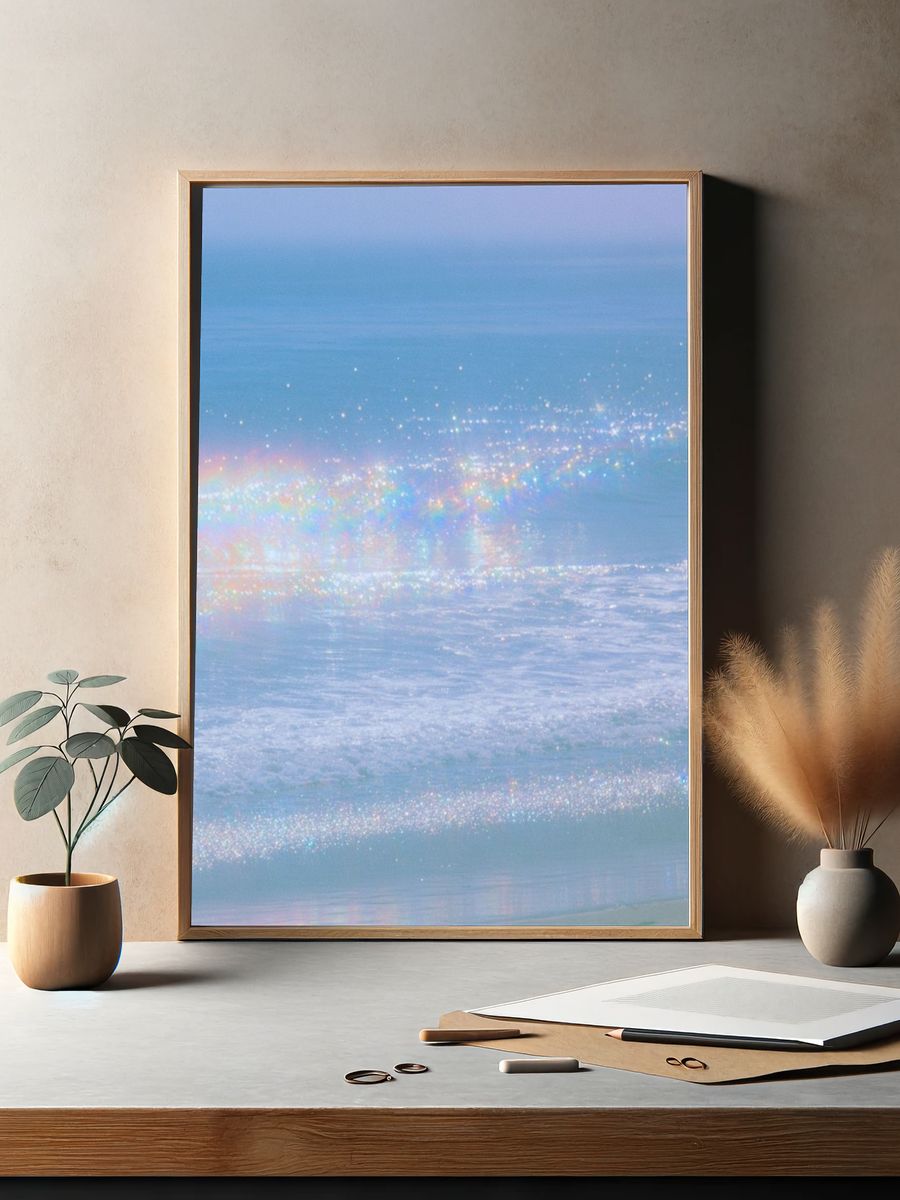 Pastel Ocean Rainbow Poster. — room view 2