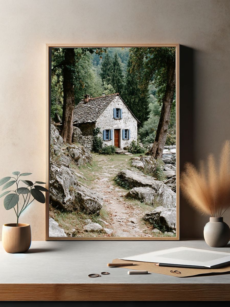 Rustic Forest Cottage Poster. — room view 2