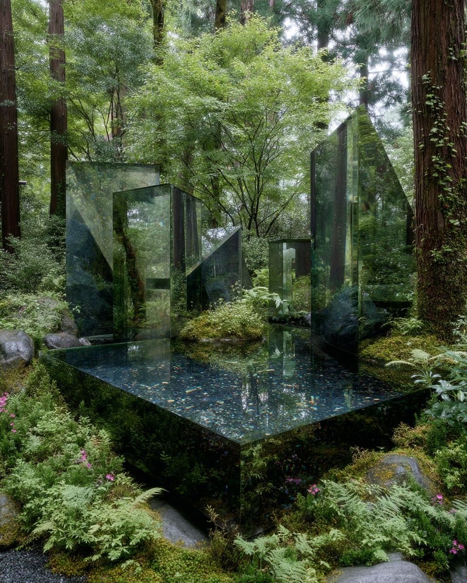 Forest Mirror Sculpture Poster. poster — nature art