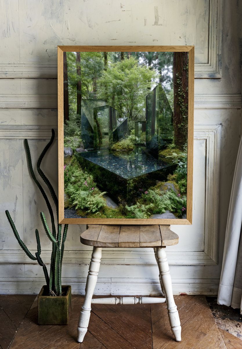 Forest Mirror Sculpture Poster. room preview