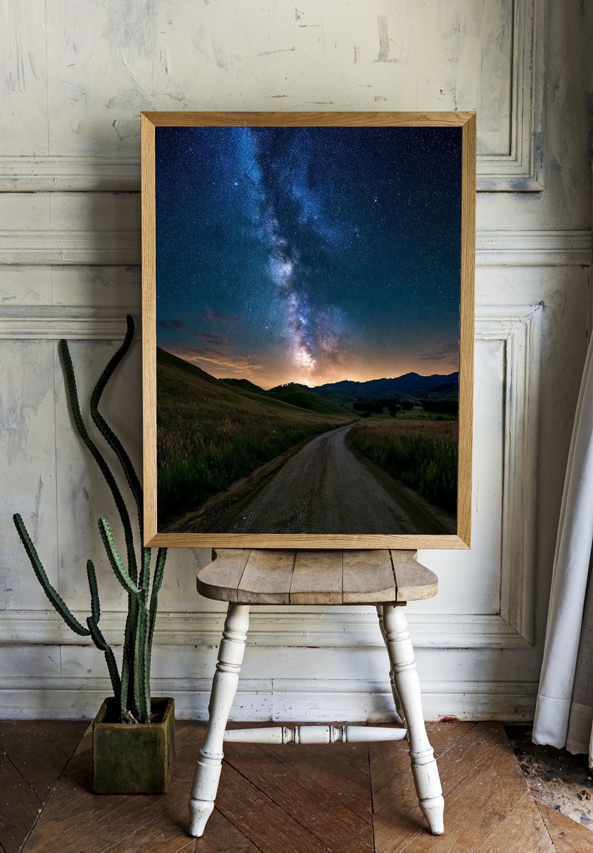 Milky Way Over Hills Poster. — room view 1