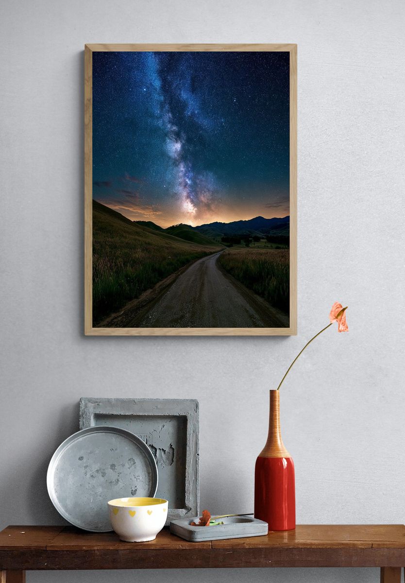 Milky Way Over Hills Poster. — room view 3
