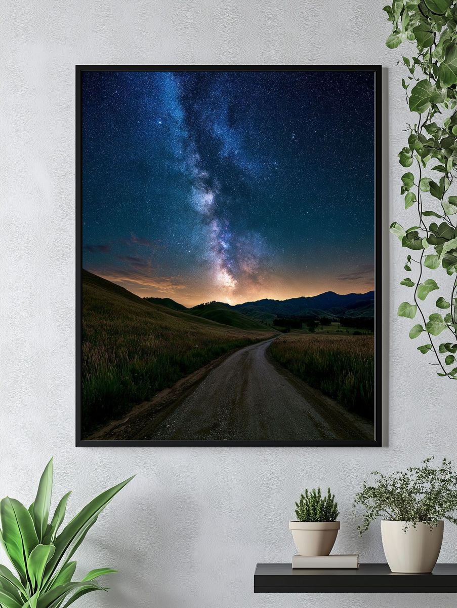 Milky Way Over Hills Poster. — room view 4
