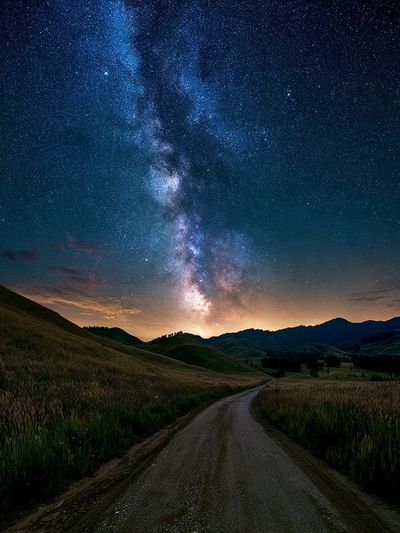 Milky Way Over Hills Poster.