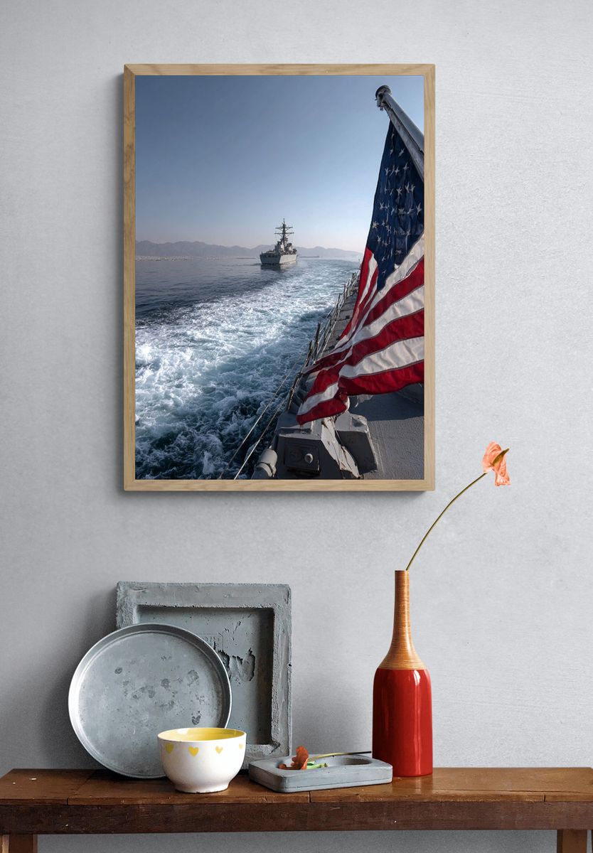 American Flag on Navy Ship — Photography Print. — room view 3