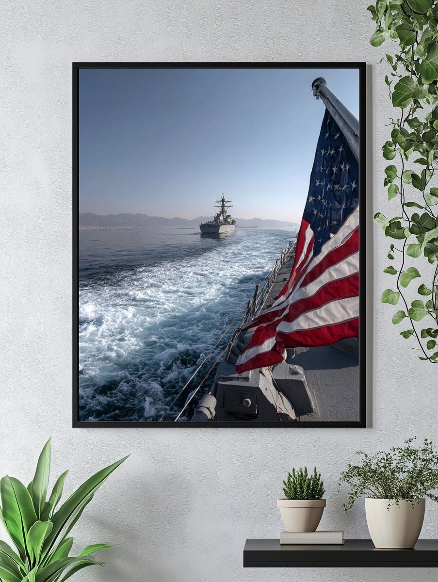 American Flag on Navy Ship — Photography Print. — room view 4