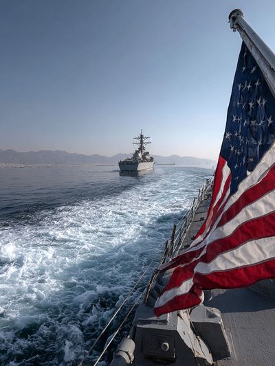 American Flag on Navy Ship — Photography Print. poster print