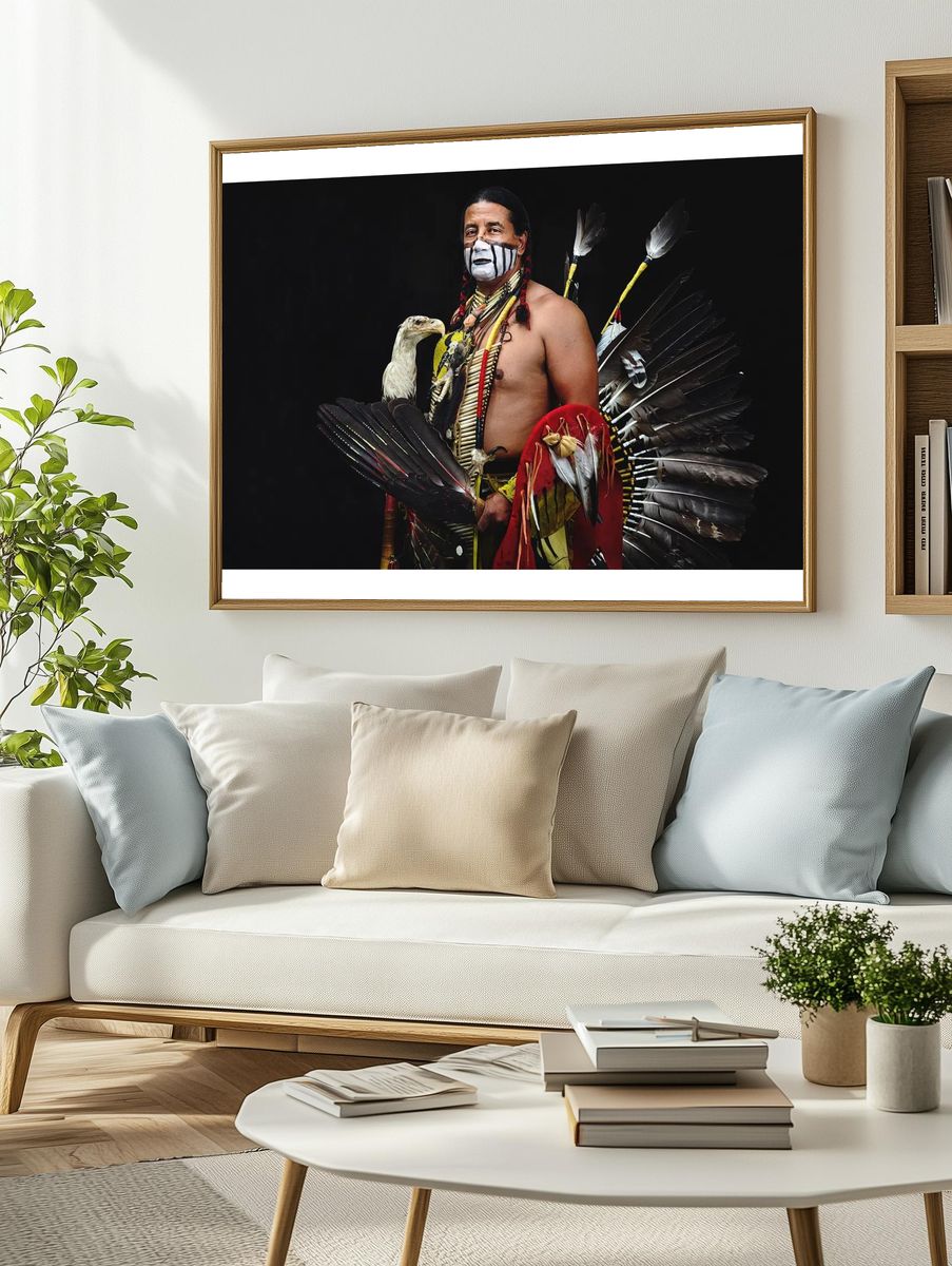 Native American Warrior Portrait Poster. — room view 2