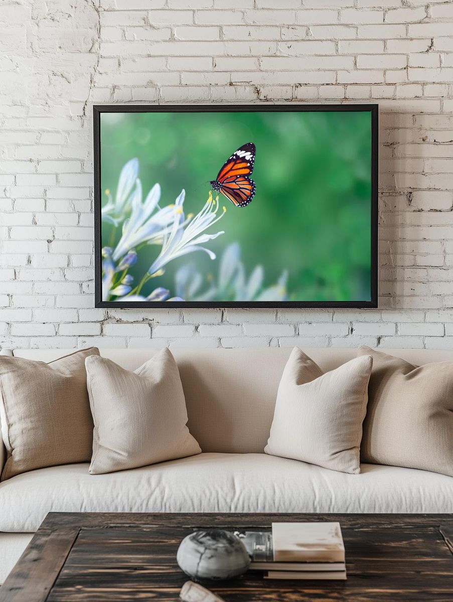 Monarch Butterfly on Flower — Nature Print. — room view 1