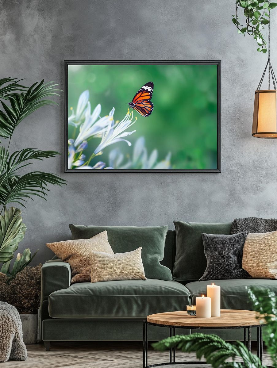 Monarch Butterfly on Flower — Nature Print. — room view 4