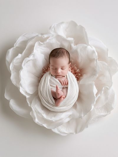 Sleeping Newborn Flower Portrait Print.
