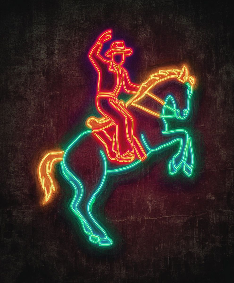 Neon Cowboy Horse Poster. poster — illustration art