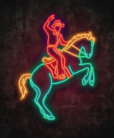 Neon Cowboy Horse Poster. poster