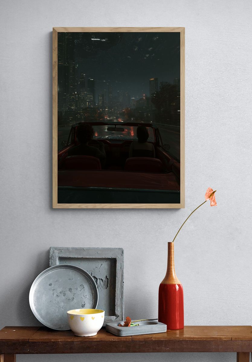 Night City Drive — Photography Print. — room view 3