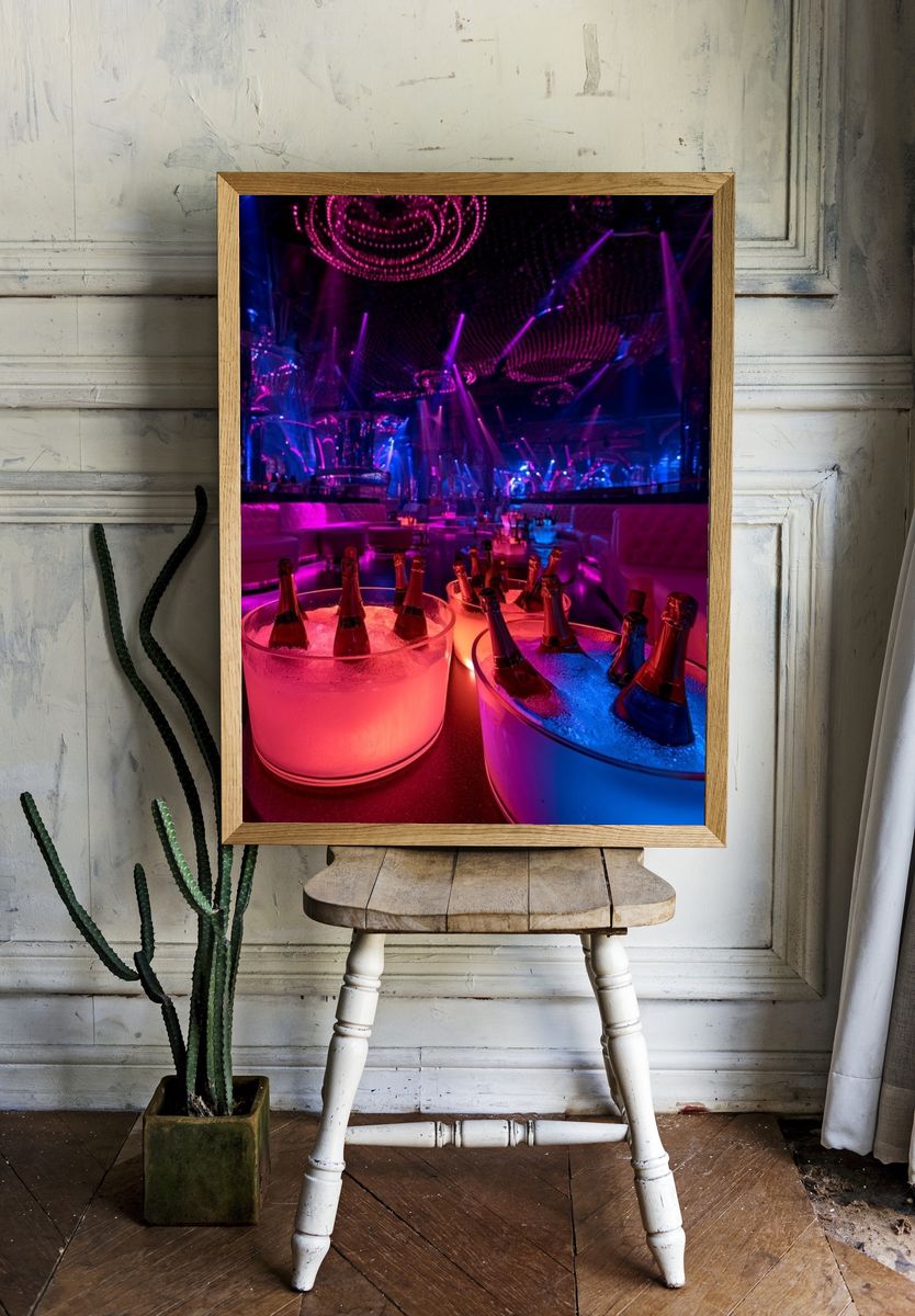 Neon Nightclub Champagne Poster. room preview