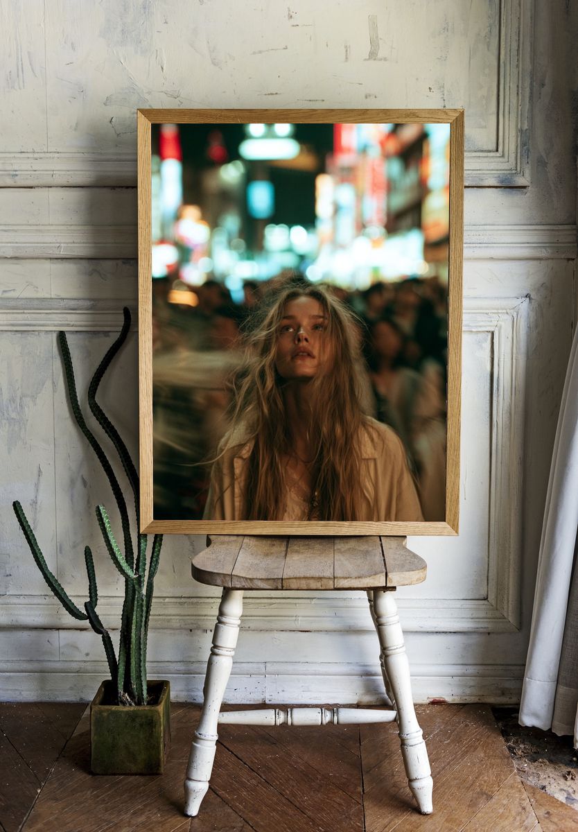 Neon City Portrait Poster. room preview