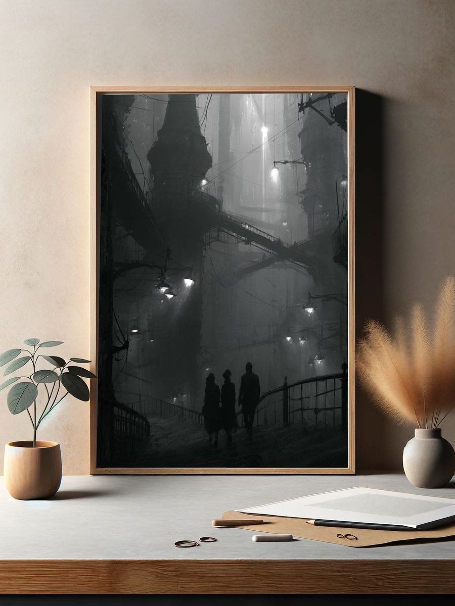 Noir Cityscape Photography Poster. — room view 2