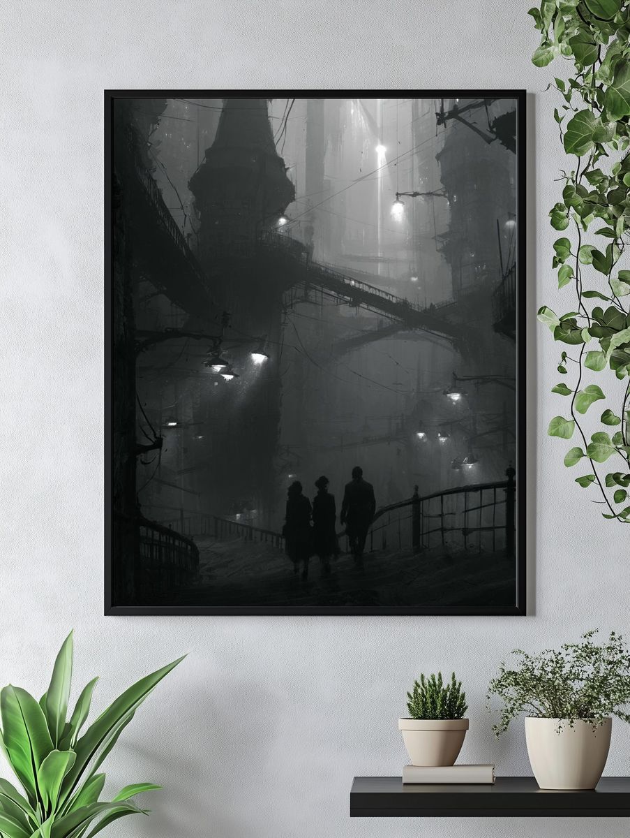 Noir Cityscape Photography Poster. — room view 4