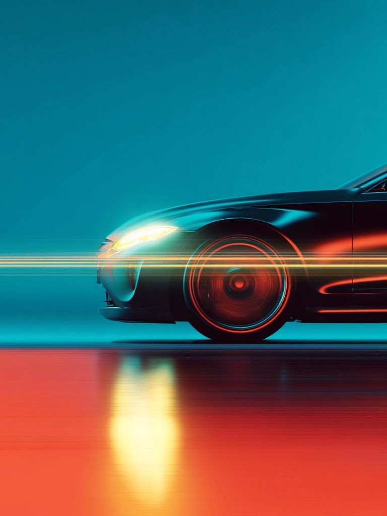Neon Sports Car Photography Poster. poster detail