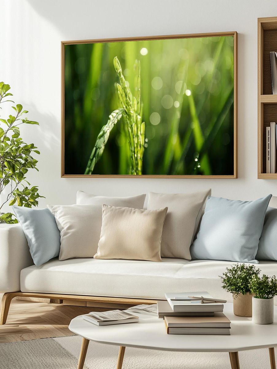 Morning Dew on Grass — Nature Print. — room view 2