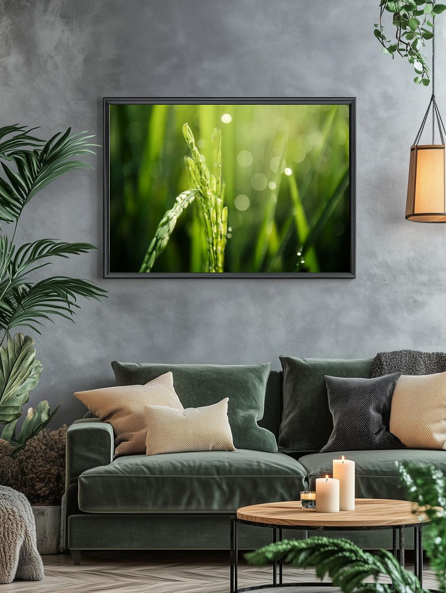 Morning Dew on Grass — Nature Print. — room view 4