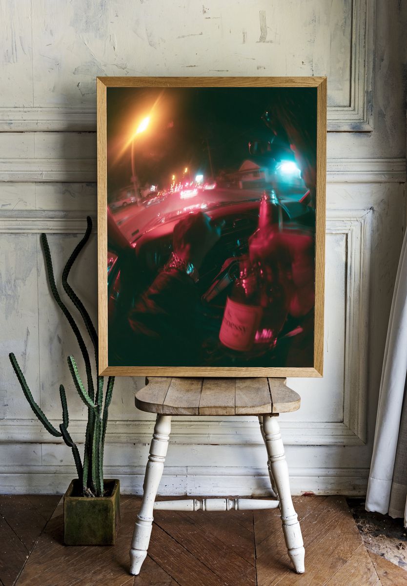Neon Night Drive Photography Poster. — room view 1