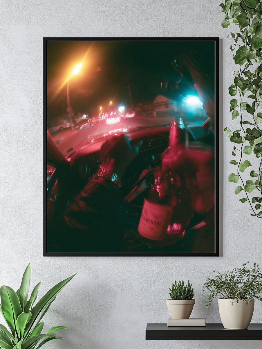 Neon Night Drive Photography Poster. — room view 4