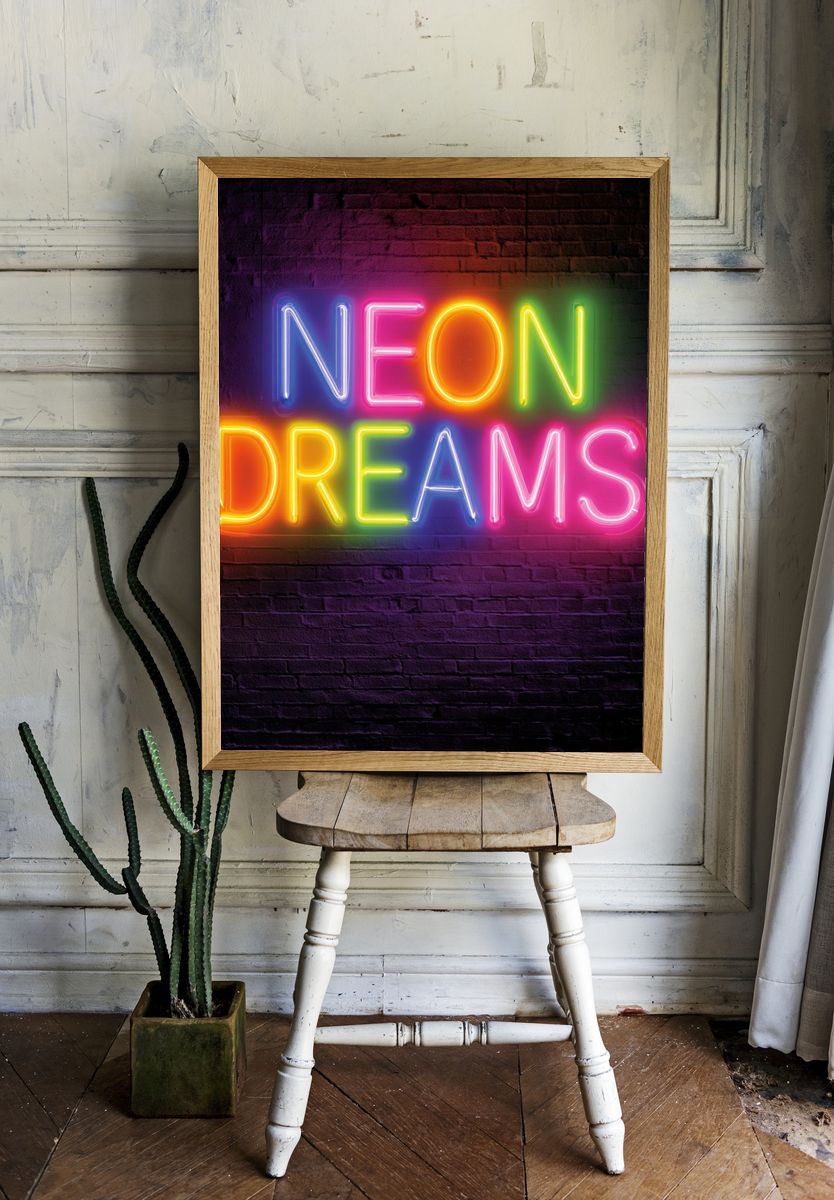 Neon Dreams — Typography Print room preview