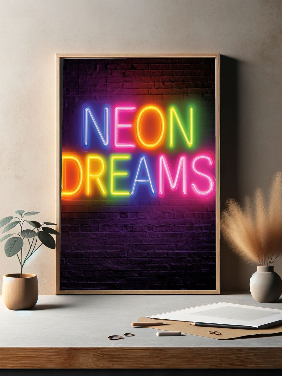 Neon Dreams — Typography Print. — room view 2