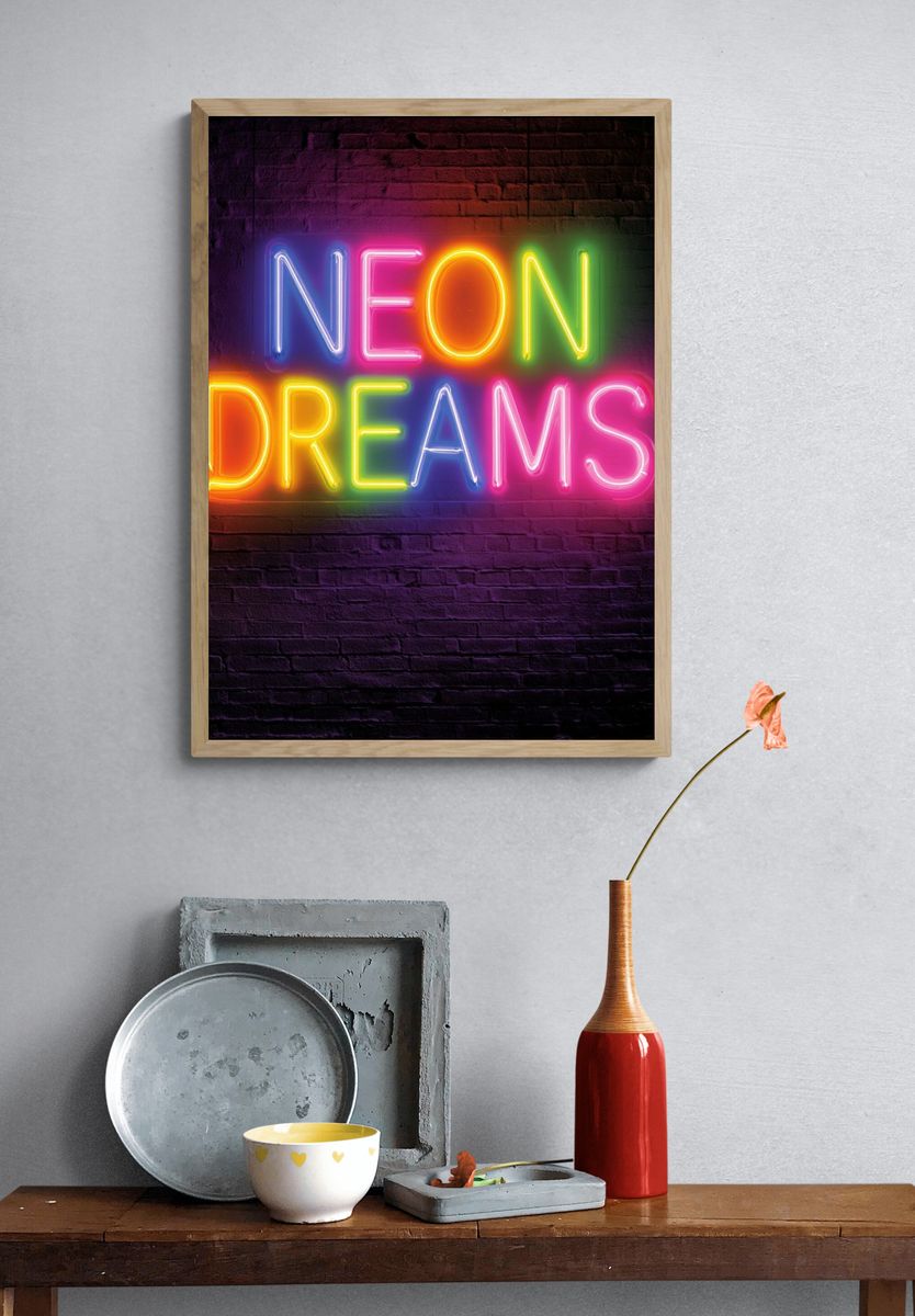 Neon Dreams — Typography Print. — room view 3