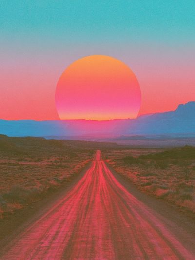 Neon Desert Sunset Poster.
