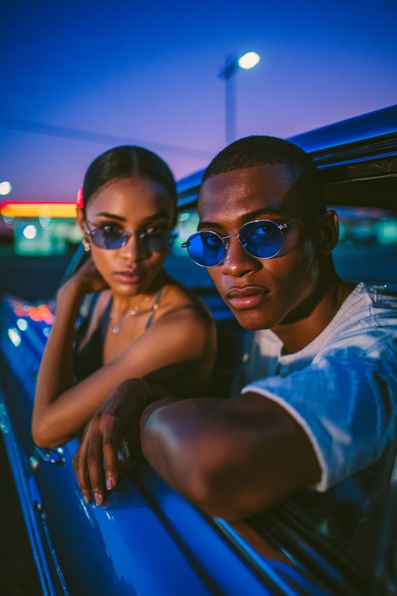Neon Car Portrait Photography Poster. poster — photography art